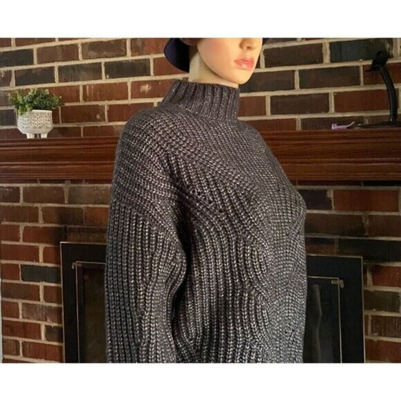 COLUMBIA Pine Street Mock Neck Wool Blend Heather Gray Sweater size XS Coat NEW - Picture 13 of 16